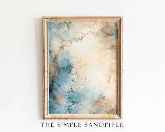 Abstract Watercolor Wall Art, Soothing Beige Blue Blur, Calming Home Decor, Digital Print for Gift